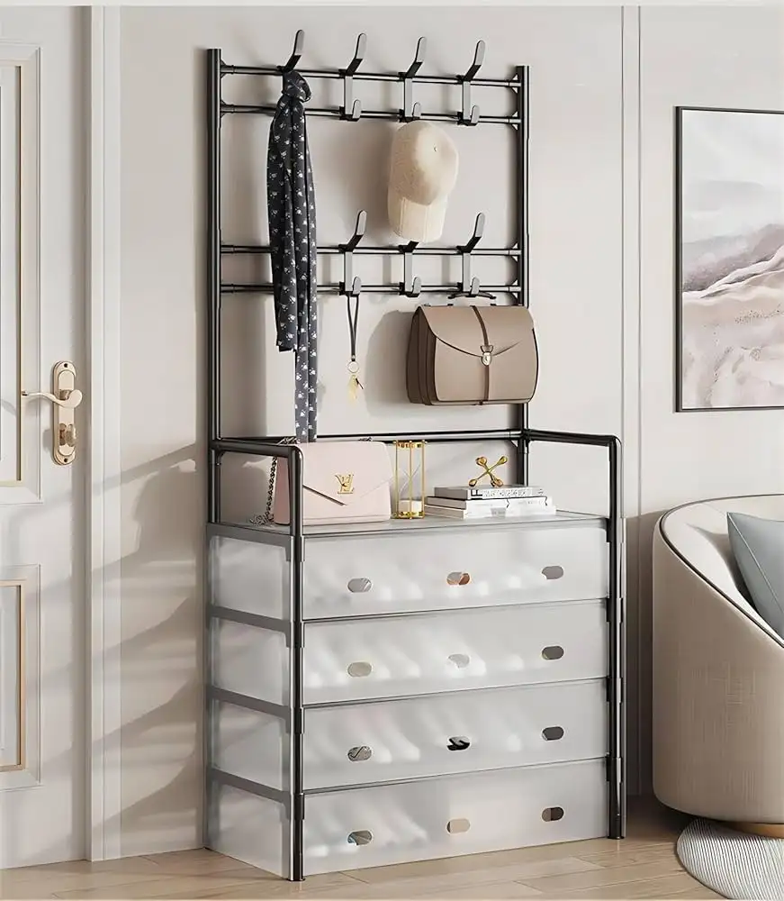 Multi-Functional 5-Layer Shoe and Coat Rack Dustproof Organizer